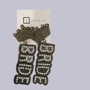 Gold and White Bride Earrings